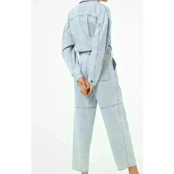 Michael Kors Womens Denim Jumpsuit Button-Front Long Corral Size XS WORK WEAR - Picture 2 of 4